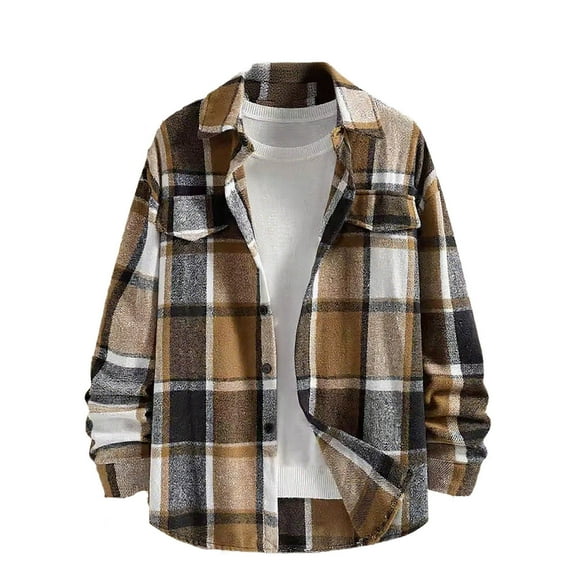 Men's Fashion Hoodies & Sweatshirts Flannel Shirt for Men Big and Tall Long Sleeve Shirts Plaid Button Down Shirts Casual Fall Outfits Fashion Jackets
