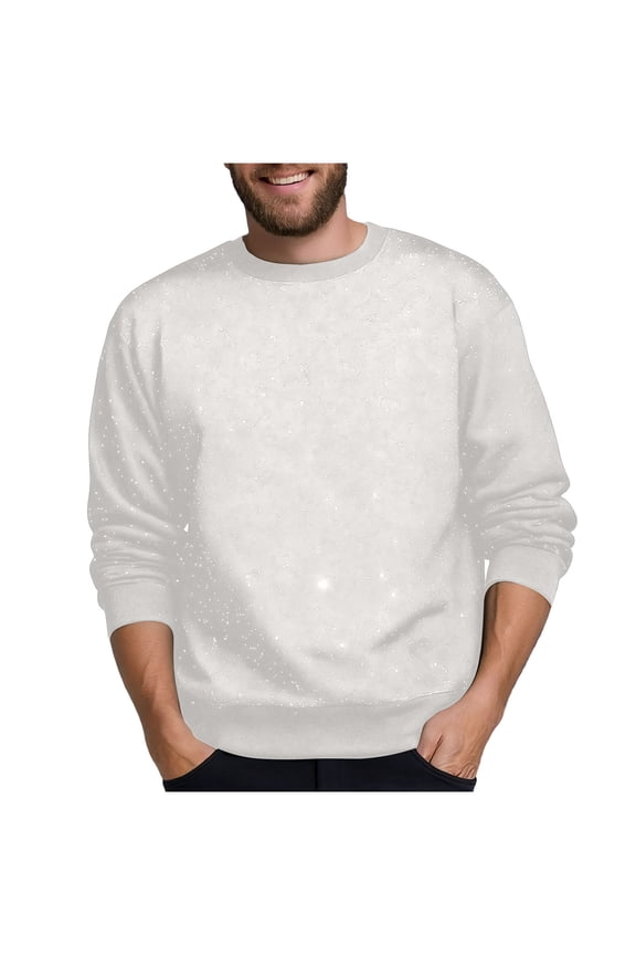 Men's Fashion Hoodies & Sweatshirts Long Sleeve Glitter Sequin Tops for Women Men Cotton Pullover Sweatshirt Basic Casual Solid Color Tunic Soft Tops