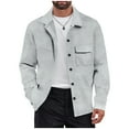 thumbnail image 1 of Men's Fashion Jacket Solid Color Lapel Pocket Button Front Long Sleeve Lightweight Casual Fall Top, 1 of 8