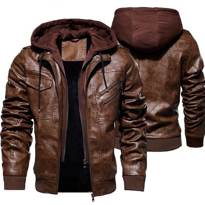 Men's Fashion Jackets Collar Slim Motorcycle Leather Jacket Coat ...
