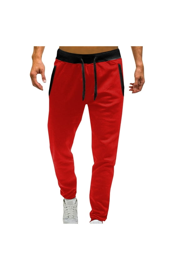Men's Fashion Jogger Sweatpants Comfortable Drawstring Gym Workout Running Pants Casual Track Pants with Zip Pockets