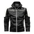 thumbnail image 1 of Men's Fashion Leather Jacket Brushed Warm Tooled Coat for Fall Winter Casual Outerwear, 1 of 2