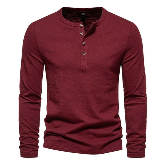 Men's Fashion Leisure Button Pullover - Long Sleeve Printed T-Shirt, Polyester Material, Daily/Work Wear