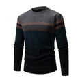 thumbnail image 1 of Men's Fashion Leisure Round Neck Stripe Color Blocking Long Sleeve Winter Sweater, 1 of 7