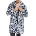 thumbnail image 1 of Men's Fashion Leopard Print Zebra Print Faux Fur Jacket Plush Shawl Collar Trench Coat Party Show Mid Length Long Sleeve Top, 1 of 6