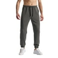 thumbnail image 1 of Men's Fashion Letter Textured Sweatpants Stretch Solid Color Drawstring Waist Running Track Pants with Pockets, 1 of 4