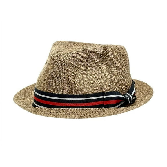 Men's Fashion Linen Fedora Sun Hat with Stripe Band