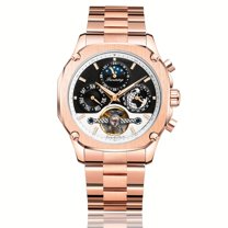 Men's Fashion Mechanical Watch Stainless Steel Hollow Tourbillon Calendar Waterproof Multifunctional Sports Luminous Fully Automatic Mechanical Watch