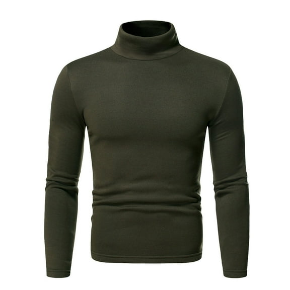 Men's Fashion Mock Turtleneck T-Shirts Long Sleeve Pullover Sweater Basic Designed Undershirt Slim Fit Top