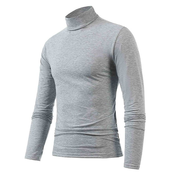Men's Fashion Mock Turtleneck T-Shirts Long Sleeve Pullover Sweater Basic Designed Undershirt Slim Fit Top