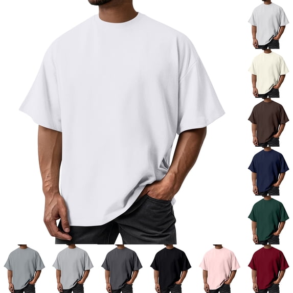 Men's Fashion Oversized Tshirts Workout Short Sleeve T-Shirt Dry Fit Lightweight Crewneck Tee Tops Brown L