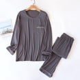 thumbnail image 1 of Men's Fashion Pajamas Set Long Sleeve Cotton Poly Blend Relaxed Roundneck Sleepwear for Home​​, 1 of 9