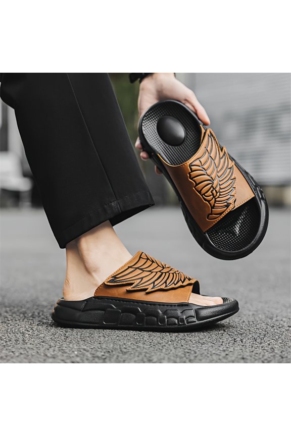 Men's Fashion Personality Wing Pattern Upper EVA Anti-Slip Thick Sole Adjustable Upper Casual Slippers Fashion Slippers