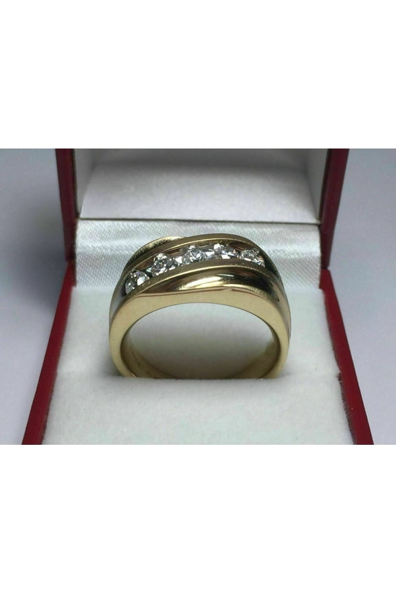 Men's Fashion Pinky Ring 14K Yellow Gold Plated 925 Silver 2Ct Round Lab Created VVS1/D Diamond