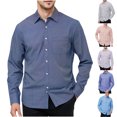 thumbnail image 1 of Men's Fashion Plus Size Long Sleeve Shirts Casual And Solid Color Button Pocket d Lapel Shirt Up to 65% off!, 1 of 5
