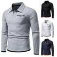 thumbnail image 1 of Men's Fashion Plus Size Long Sleeve Shirts Casual Solid Button Turndown Collar With Pocket Blouses Shirts Up to 65% off!, 1 of 8