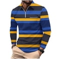 thumbnail image 1 of Men's Fashion Plus Size Long Sleeve Shirts Casual Striped Printed Zipper T-shirt Shirt d Lapel Top/shirt Up to 65% off!, 1 of 6