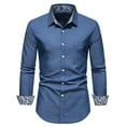 thumbnail image 1 of Men's Fashion Plus Size Long Sleeve Shirts d Button Pocket Flip Collar Casual Jeans Shirt Up to 65% off!, 1 of 8