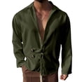 thumbnail image 1 of Men's Fashion Plus Size Long Sleeve Shirts d Top Solid Color Casual Loose Cardigan Lapel Shirt d Lapel Top/shirt Up to 65% off!, 1 of 7
