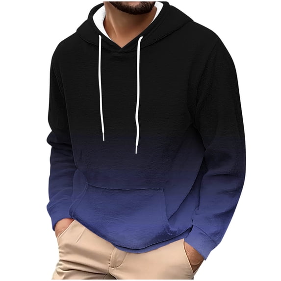 Men's Fashion Pocket Long Sleeve Printed Hooded Sweatshirt For Casual Style