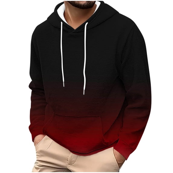 Men's Fashion Pocket Long Sleeve Printed Hooded Sweatshirt For Casual Style