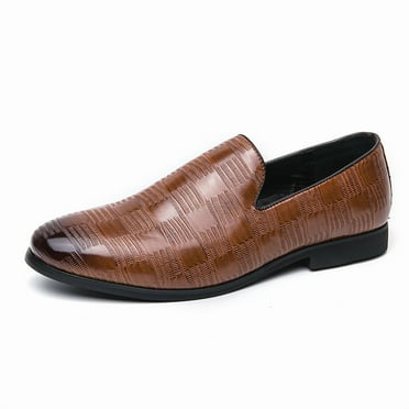 Men's Fashion Pointed Leather Shoes Mens Dress Shoes Casual Business Formal Oxford Derby Dress Leather Sneakers Simple Comfortable Walk Office Loafers Flats Shoes for Men