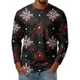 thumbnail image 1 of Men's Fashion Printed Round Neck Long Sleeve Bottoming Shirt Top with Christmas Snow Night Print for Seasonal Outfits and Daily Wear - Soft and Warm Men's Base Layer,Black,L, 1 of 7