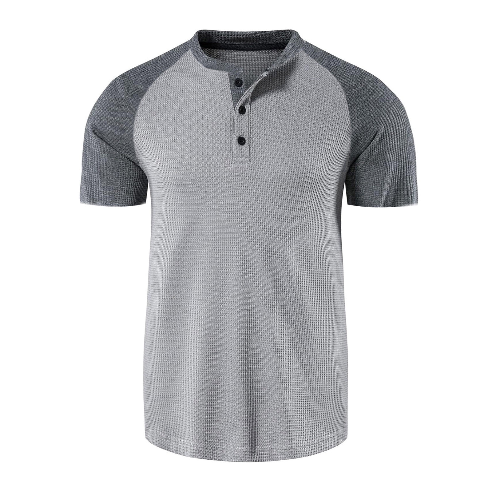 Men's Fashion Raglan Short Sleeve Tee Shirt Casual Slim Fit Workout Baseball T Shirts Gym Golf Waffle Tops