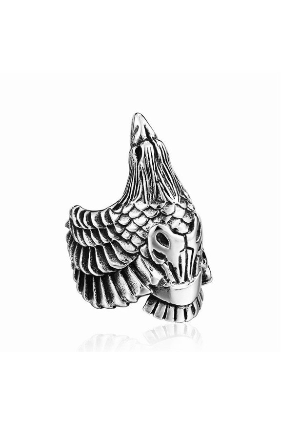 Men's Fashion Ring Personalized Stainless Steel Crow Design Ring Geometric Statement Ring Simple Titanium Steel Ring for Him Fashion Jewelry Gift