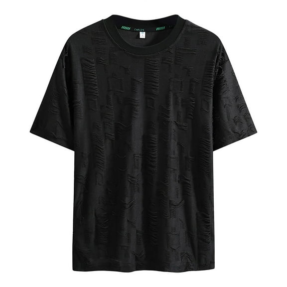 Men's Fashion Round Neck Short Sleeve T-Shirt - Loose Hole Design - Casual Tops for Teenagers & Adults