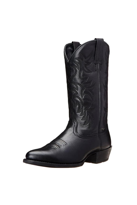 Men's Fashion Round Toe Embroidered Western Cowboy Boots