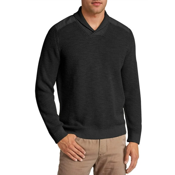 Men's Fashion Shawl Collar Pullover Casual Long Sleeve Knitted Sweater