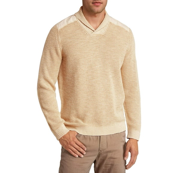 Men's Fashion Shawl Collar Pullover Casual Long Sleeve Knitted Sweater