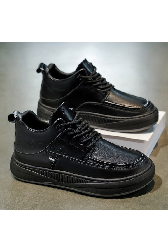 Men's Fashion Shoes |  New Sports Casual Thick-Soled Shoes | Upper, Rubber Sole, Slip-On Closure, Solid Color, Low Top AM02-1