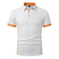 thumbnail image 1 of Men's Fashion Short Sleeve Color Block T Shirt Performance Pique Sports Golf Shirt Contrast Collar Tops S-2XL, 1 of 8
