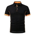 thumbnail image 1 of Men's Fashion Short Sleeve Color Block T Shirt Performance Pique Sports Golf Shirt Contrast Collar Tops S-2XL, 1 of 8