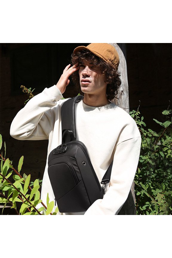 Men's Fashion Shoulder Bag Charging Anti-theft,Black