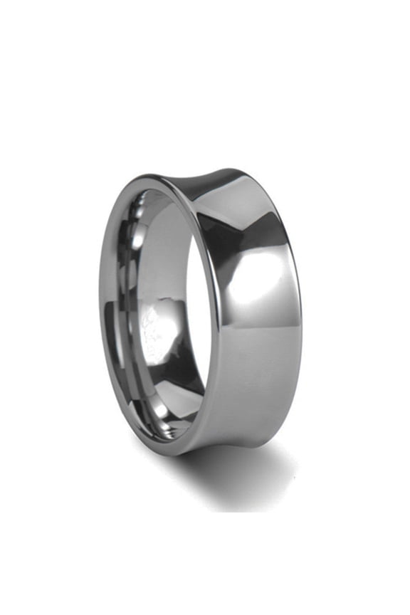 Men's Fashion Simple 8mm Tungsten Steel Concave Ring