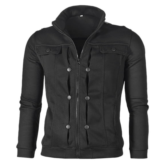 Men's Fashion Slim Fit Solid Color Zip Front Casual Comfortable Hoodless Sweatshirt Jacket Outerwear Trendy Long Sleeve Shirts for Men Pullover Sweatshirts Soft Comfy Sweatshirt