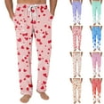 thumbnail image 1 of Men's Fashion Small Heart Print Casual Pants, Drawstring Elastic Waist Lounge Trousers for Valentine's Day Gift and Home,Pink,S, 1 of 5