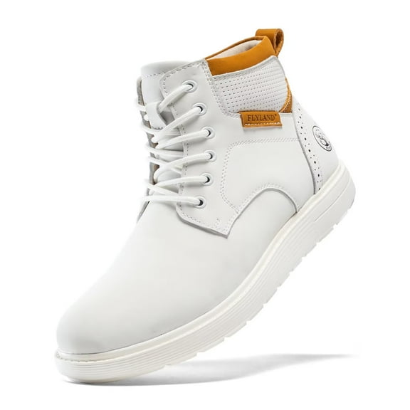 Men's Fashion Sneaker Chukka Boots Lace Up Leather Ankle Dress Boot Lightweight Non-Slip Walking Shoes