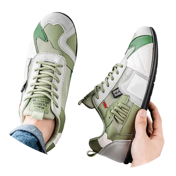 Men's Fashion Sneakers Thin Sole Lace up Walking Tennis Shoes Running Gym Workout Classic Retro Antislip Trainers Footwear Green Size 9