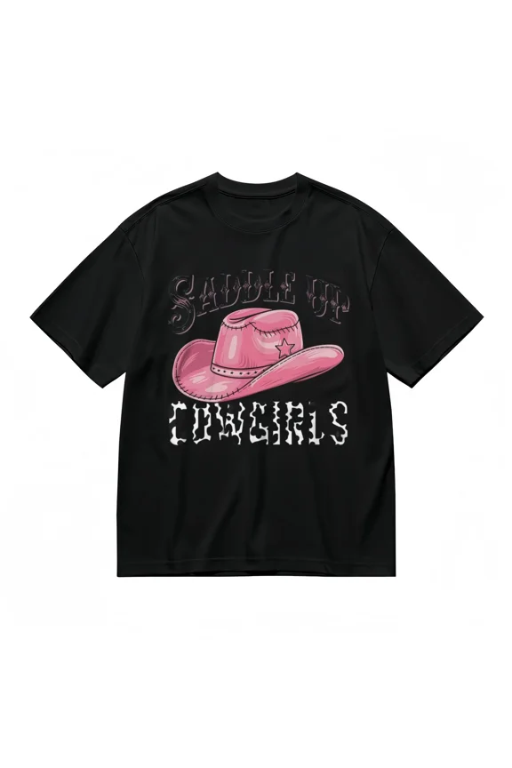 Men's Fashion Soft Comfy Classic T-Shirt Saddle Up Cowgirls Printed Cotton Tee