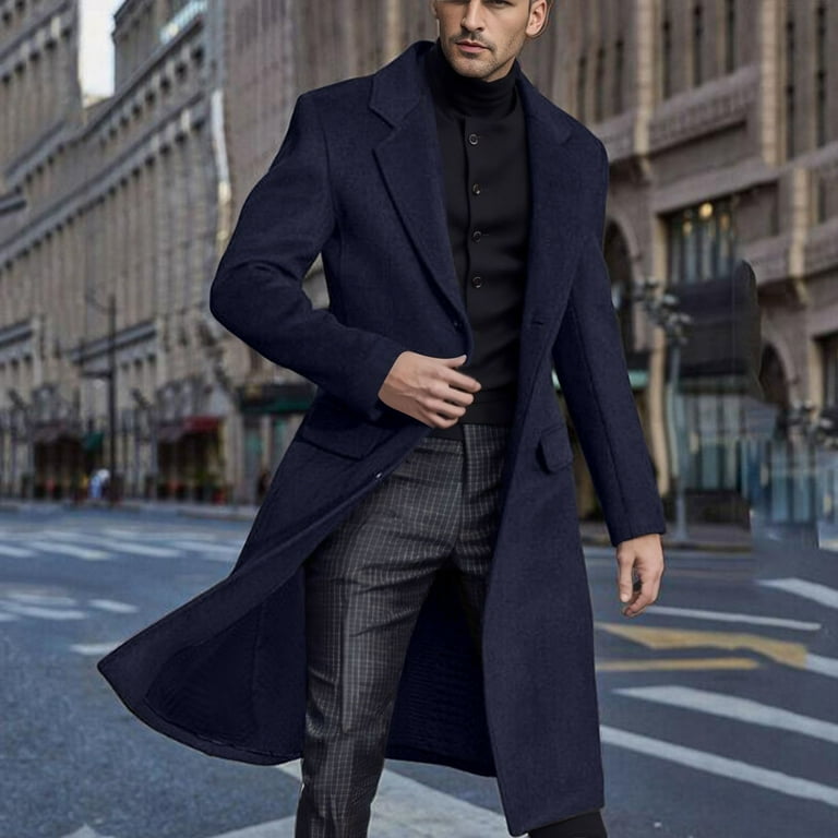 Navy long coat best sale