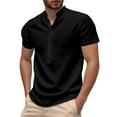thumbnail image 1 of Men's Fashion Solid Color Business Casual T Shirt Stand Collar Short Sleeve Comfortable Stylish Tee for Work Wear Men's Oversized Tshirts Workout T-Shirt, 1 of 6