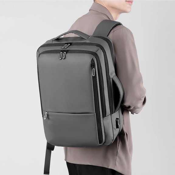 Men's Fashion Solid Color Business Lightweight Expansion Computer Backpack,Blue