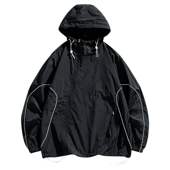 Men's Fashion Solid Color Lightweight Sun Protective Hooded Jacket for Outdoor Leisure Sports and Travel