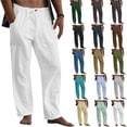 thumbnail image 1 of Men's Fashion Solid Color Slim Loose Casual Pants, Waist with Pockets Trousers for Streetwear and Daily Outings,Army Green,L, 1 of 7