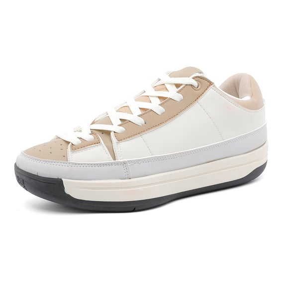 Men's Fashion Spliced Layered Thick Sole Lace-Up Low Top Casual Skate Shoes