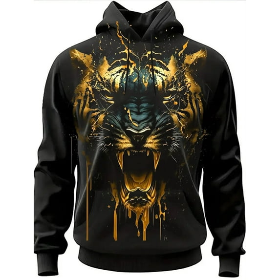 Men's Fashion Spring and Autumn Hoodie Graphic Lion3D Printed Hoodie Unisex Harajuku Street Leisure Sports Hoodie